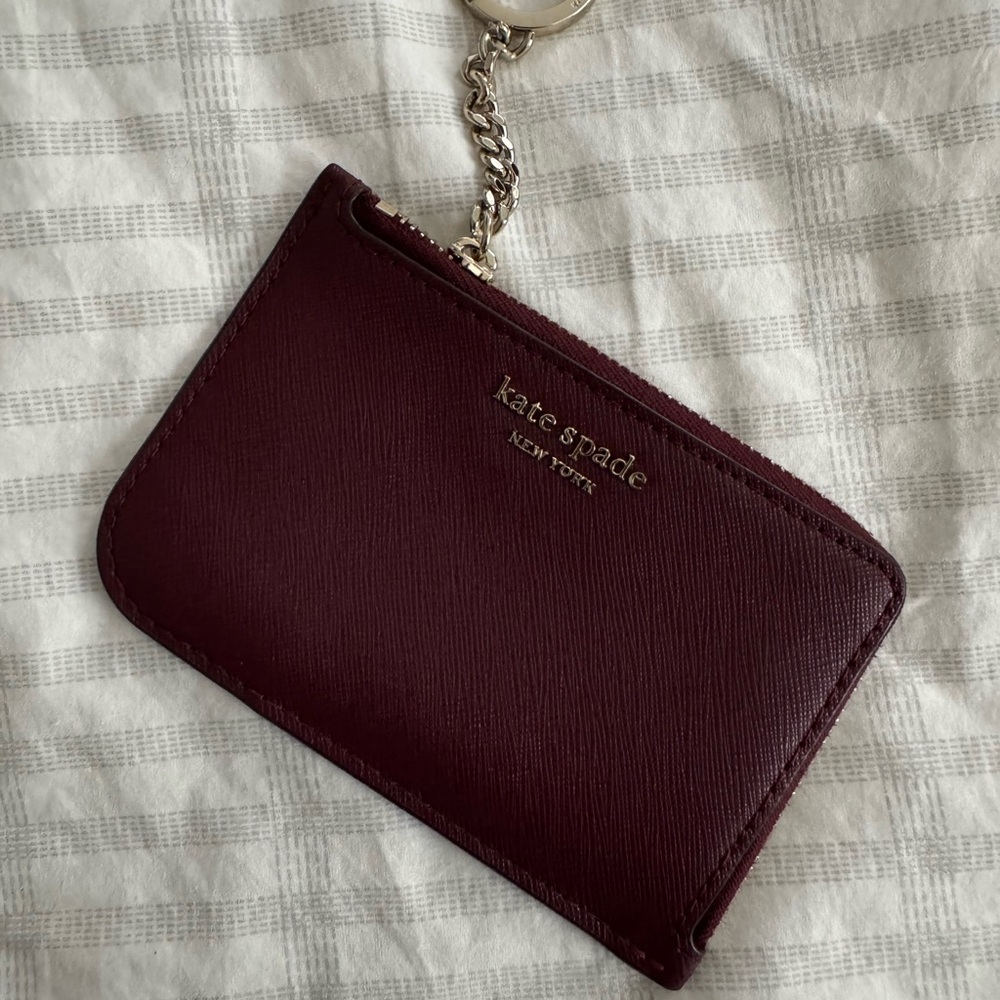 Kate Spade Deep Red Card Holder with Keychain